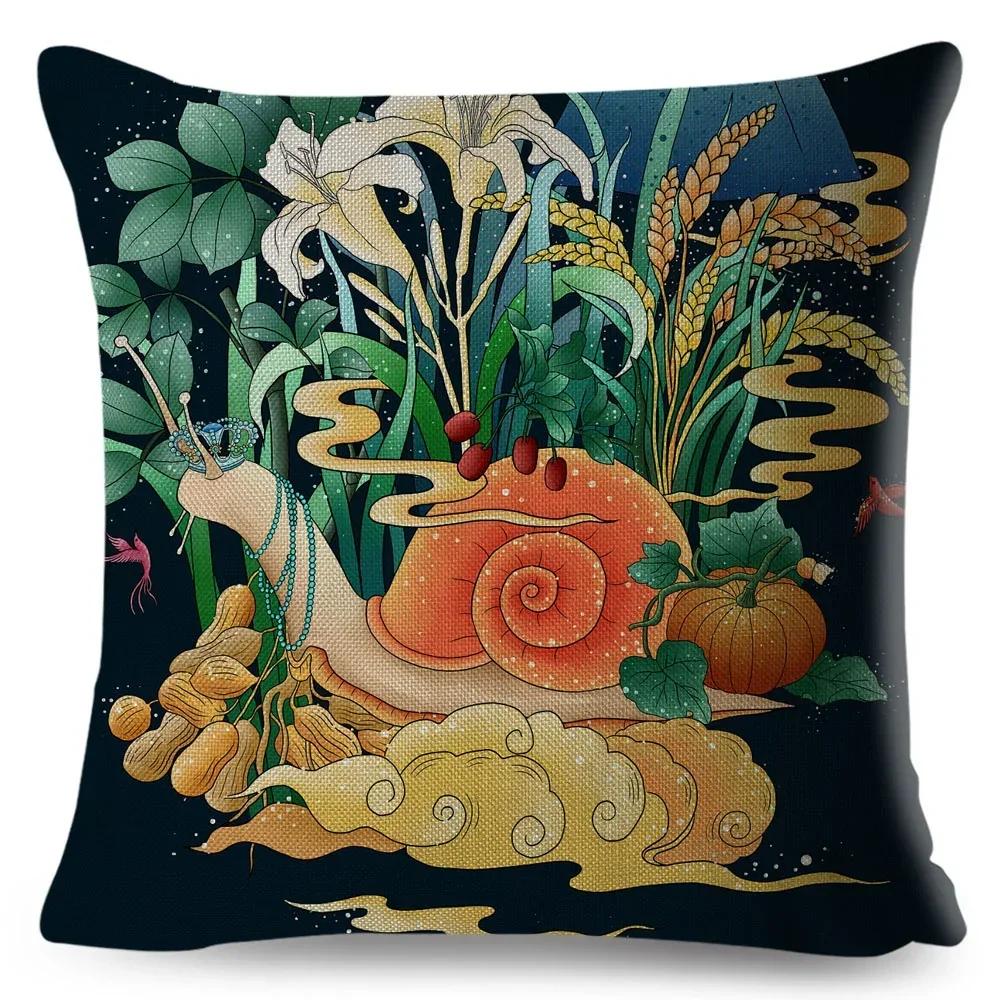 Cartoon Animal Pillowcase Dragon Fox Firebird Printed Linen Cushion Cover Living Room Sofa Car Decorative Pillowcase 45*45Cm
