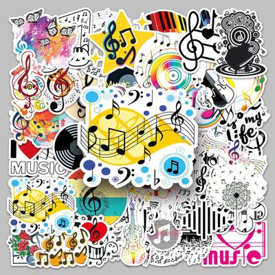50 Music Note Stickers: Trendy, Creative, Waterproof Decor for Suitcases, Guitars, and Notebooks