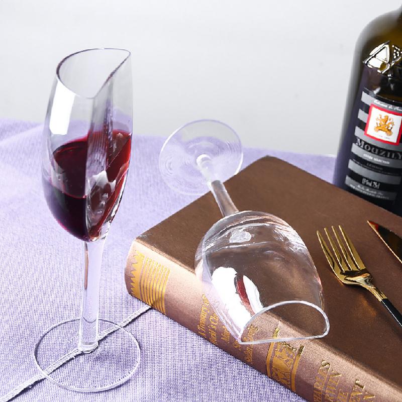 140ml Glass Red Wine Cup Half Shape Goblet Art Red Wine Cup with Stem Portable Wine Cups for Birthday Party Tableware