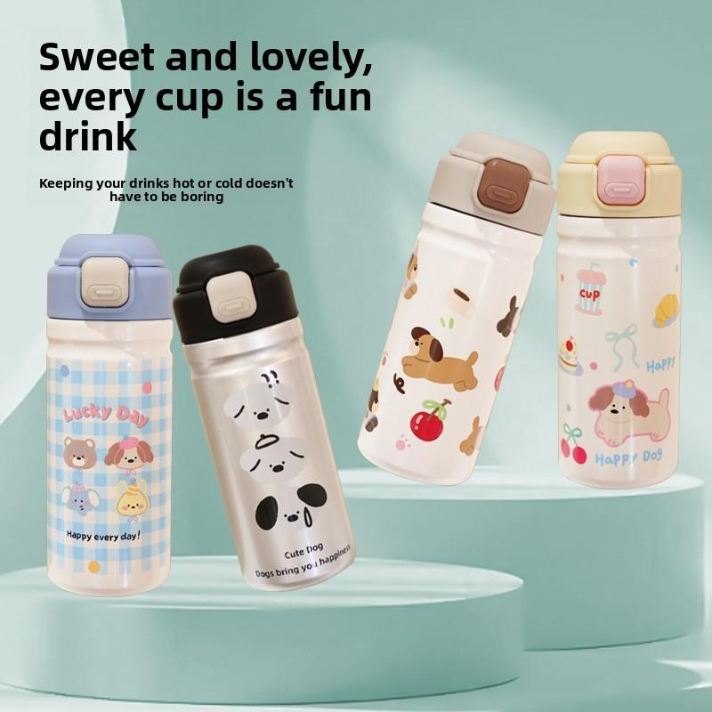 Cartoon Bouncing Cap Vacuum Flask With Capacity For Office And Travel Use