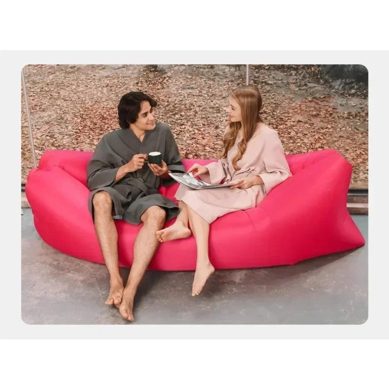 Kissenstil Aufblasbares Sandentdeckung Outdoor Tragbares Faules Luftsofa Faltbares Aufblasbares Bett Schlafsack Atmungsaktiv Praktisch