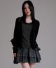 LIKE THE MOST Striped Inner Layered Cardigan T-Shirt_Black