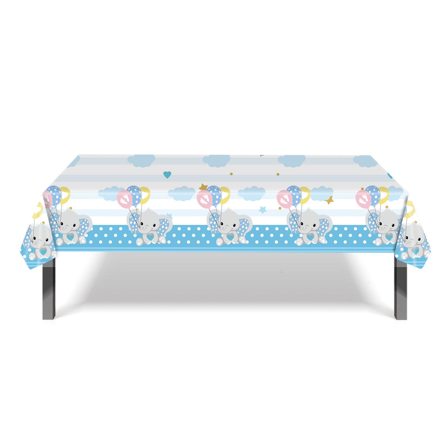 Cute Elephant Birthday Party Disposable Tableware Set - Blue & Pink Theme