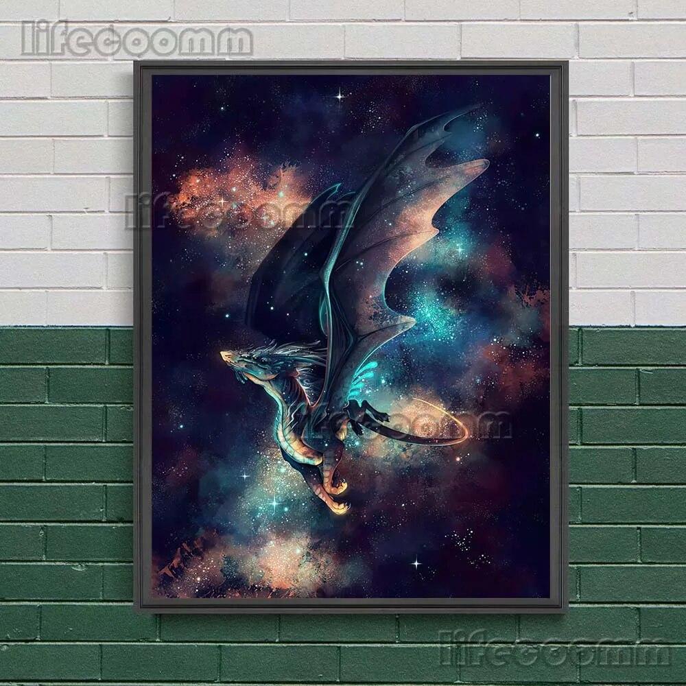 Animal Of Walk Amongst The Stars Surreal Mysterious Art Print Fox,Tiger,Lion,Phoenix Abstract Wall Art Canvas Print Home Decor No Frame