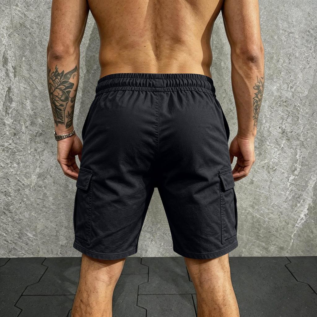 Men's Multi Pocket Cargo Shorts Relaxed Fit Straight Leg Athletic Five Pocket Shorts with Drawstring Waistband for Outdoor Activities