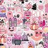 50 pieces cute pink Halloween sticker set decoration stickers waterproof decals ghost pumpkin bat pack girls decorating mobile phones guitars cars