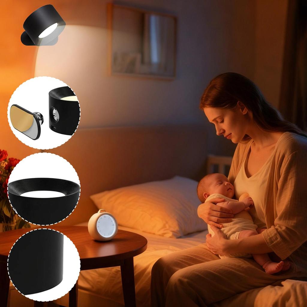 Reading Light Touch Control LED Lamp 3 Brightness Levels Cordless LED Wall Sconce For Bedroom Living Room Studies Hallways Patio