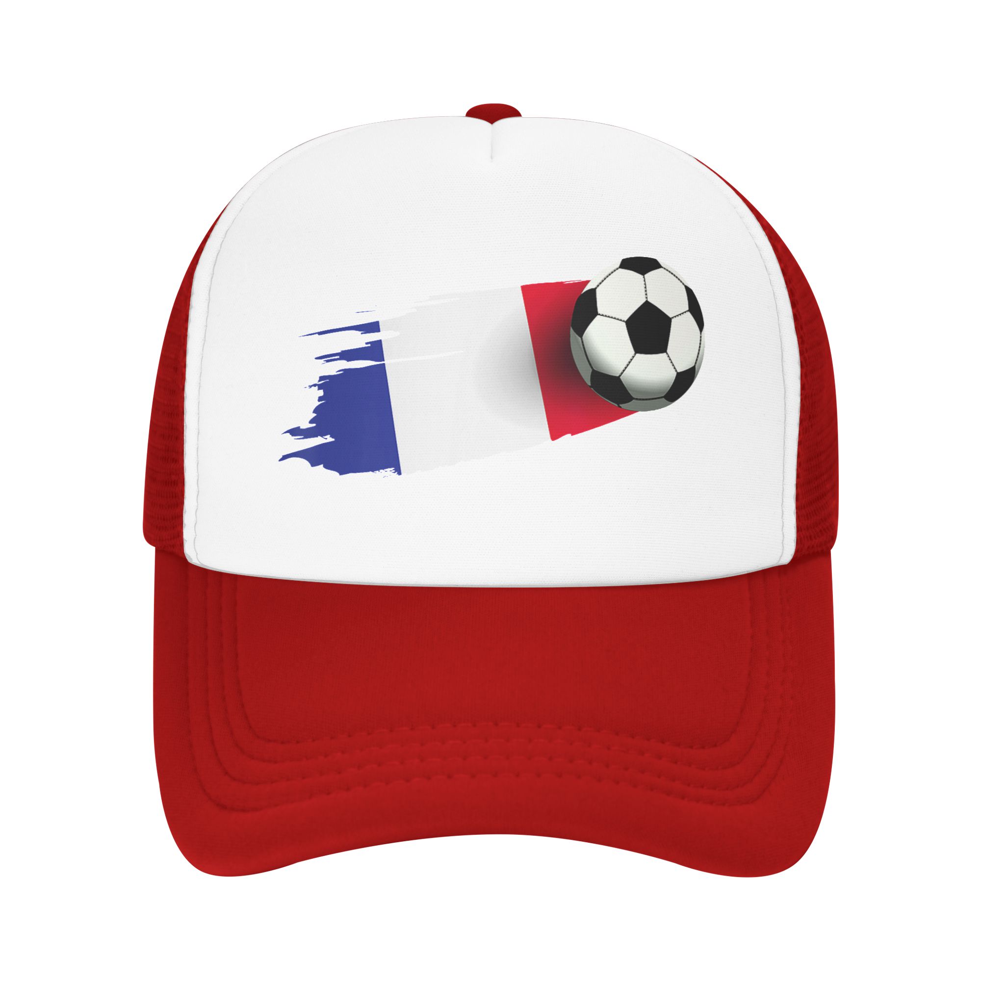France Flag Soccer Ball Mesh Baseball Cap Adult Outdoor Trucker Hat Hats Adjustable Summer Trucker Cap One Size
