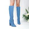 Autumn and winter new fashion thick heel pointed boots but knee women's side zipper fashion high boots