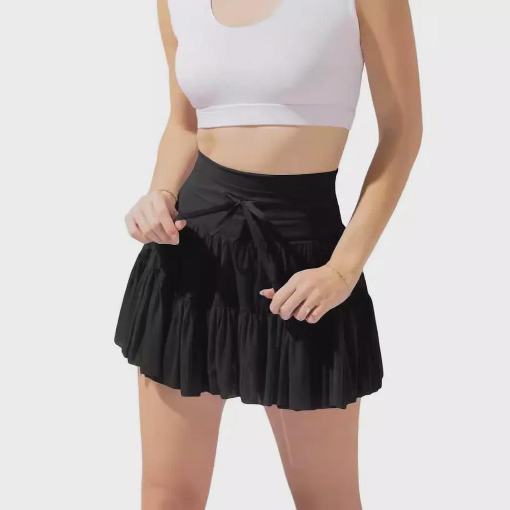 High-Waist Lace Pleated Safety Shorts Skirt for Women - Anti-Exposure, Spring/Summer