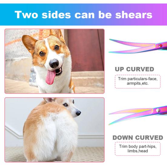 Colorful Pet Grooming Scissors Ergonomic Handle Razor-sharp Blades Convenient Safe Pet Hair Trimming Tools for Dogs Cats