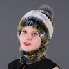 New hat scarf winter thickened thermal hat Rex rabbit fur grass Rex rabbit fur scarf two-piece set