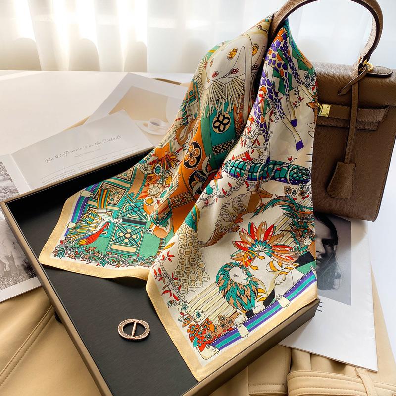 Bandanas Quadratisch 100% Seide Schal Damen Mädchen Stirnband Accessoires Taschentuch Halstuch Haarschal Modedruck Halstücher