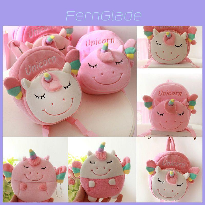 Kawaii Einhorn Plüschrucksack für Kinder mit weichem Mini-Münzbeutel Rosa und Weiße Farben