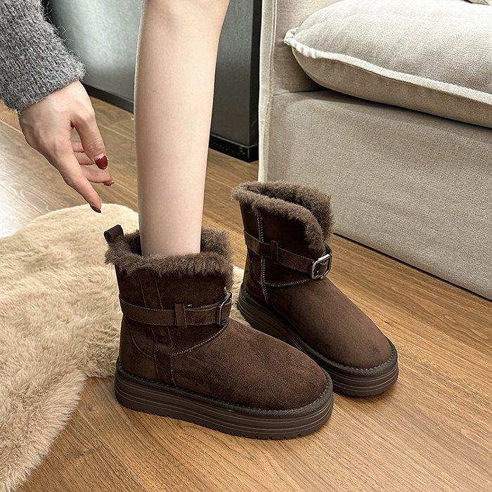 Leather Thick-soled Heightening Snow Boots for Children In Winter, Piled and Thickened To Keep Warm 2025 New Popular Cotton Shoes Outside