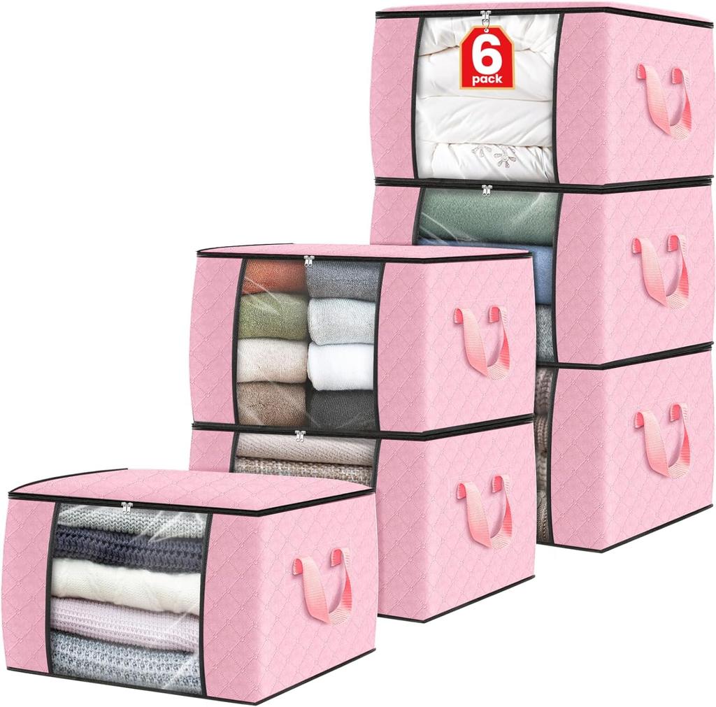 Fab Totes Storage Bags,Clothes Blanket Storage Bins Foldable Closet Organizers with Reinforced Handle for Home Dorm Storage and Organization