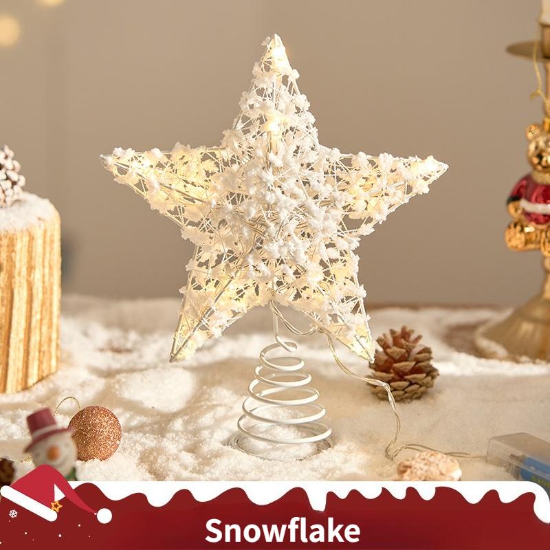 

2026 LED Christmas Tree Topper Star Lights Battery Powered for Living Room Garden Party Decoration New Year