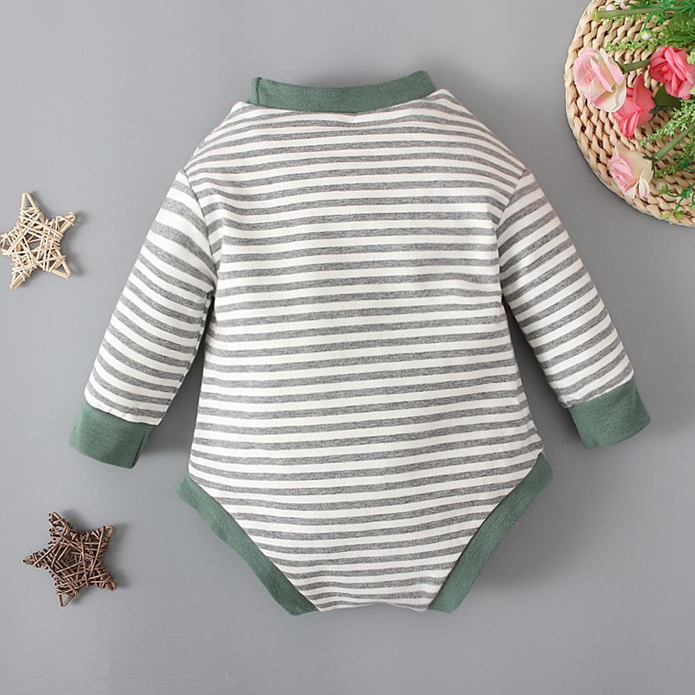 Novorozenci Chlapci Dívky Dlouhé Rukávy Pruhované kombinézy Oblečení pro 0-24 měsíců
