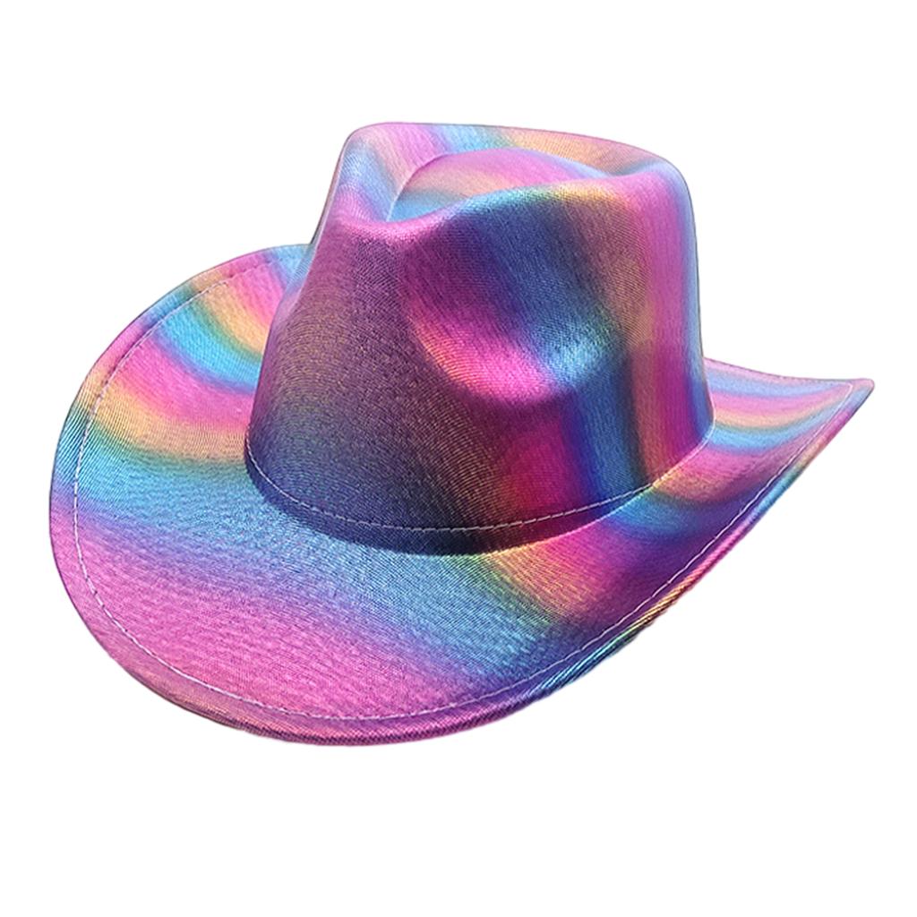 Cowgirl Hat with Dainty Rainbow for Bachelorette Party Holiday Western Cowgirl Hat for Bride for Outdoor Birthday Party