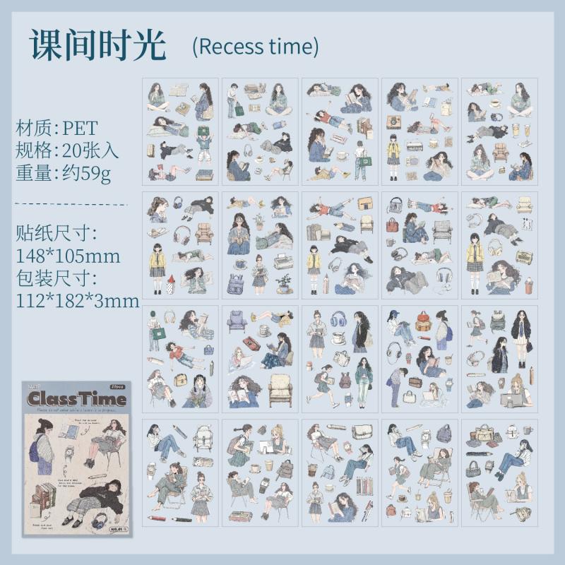 20-Sheet Minimalist Forest-Style Girl Creative Sticker Book, Simple Woodland Character Designs for Hand Account & DIY Crafts