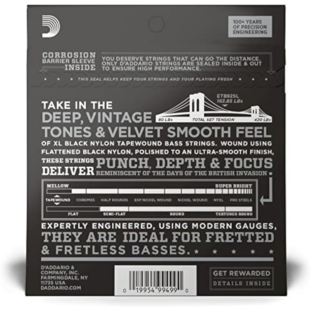 D'Addario Daddario Bass String Nickel Super Long Scale .045-.105 EXL165SL [Domestic Genuine]