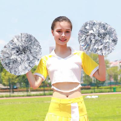 10Pcs Cheerleader Pom Poms Metallic Cheerleader Pompoms with Finger Ring Cheering Props for Squad Team Sports Game Dance Dress Party
