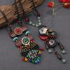 Retro Fringed Necklace Women's Woven Long Wooden Chalcedony Pendant Literary Temperament Sweater Chain with Jewelry