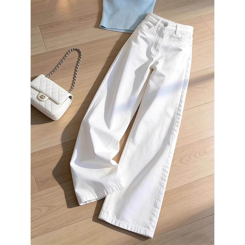 La Chapelle Women's White Straight-Leg Wide-Leg Jeans