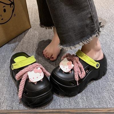 Fashion Versatile Thick-soled Bag Head Soft-soled Cool Slippers Women 2025 Summer New Outer Wear Internet Celebrity Explosion Hole Shoes Women