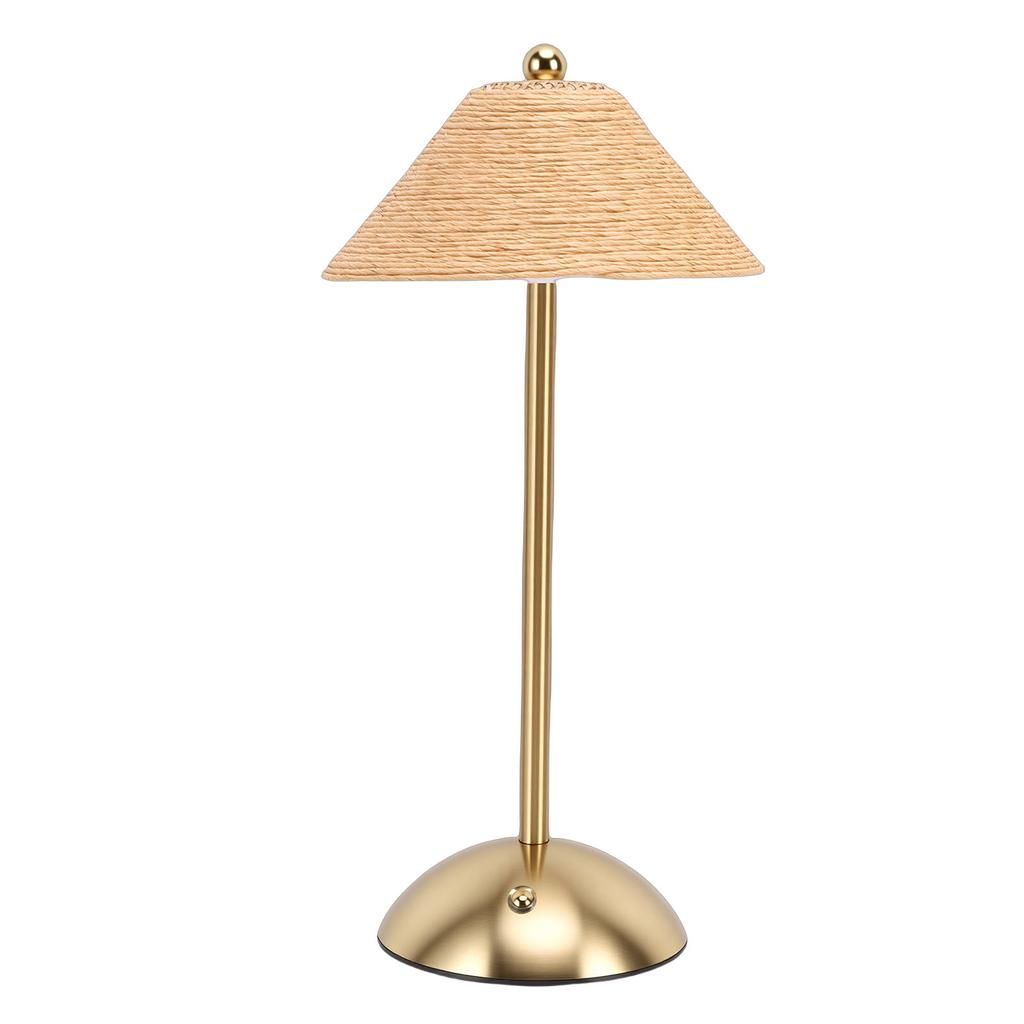 Table Lamp 3 Colors Cordless Handwoven Paper Rope Lampshade Bedside Table Lamp for Bedroom