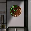 Wooden Simple Luminous Wall Clock 12 Inch Round Clock Durable Analog Clock for Living Room Bedroom Office Decor
