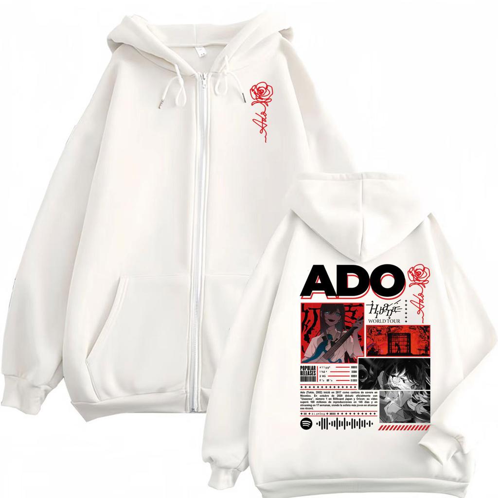 Singer Ado Hibana World Tour Dragkedja Hoodie Harajuku Japansk Stil Dragkedja Tröjor Herr Dam Casual Överdimensionerade Tröjor