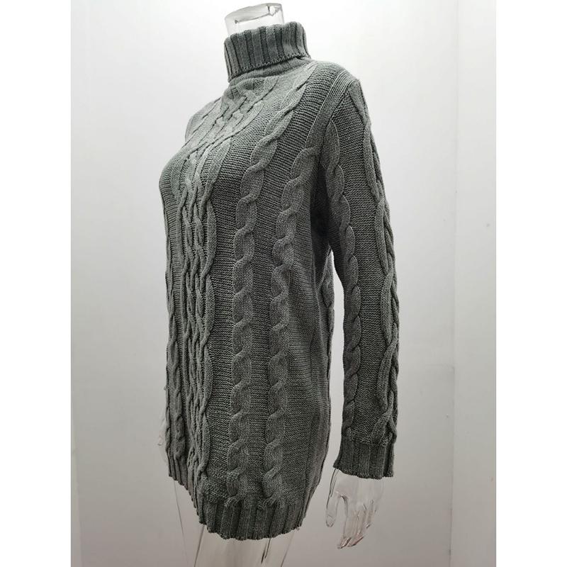 Autumn and Winter Long Sleeve Casual Knitted Sweater Dress Women Vintage Slim Fit Solid Knitted Dress Women Elegant Turtleneck Sexy Lady Dresses 24905