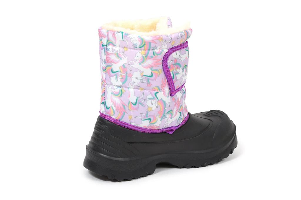 Akiriko Snow Boots, 4cm Waterproof, Boa Cuff, Inner Cushion, Velcro Closure, Girls' Junior Size, Lavender/Purple, 18cm