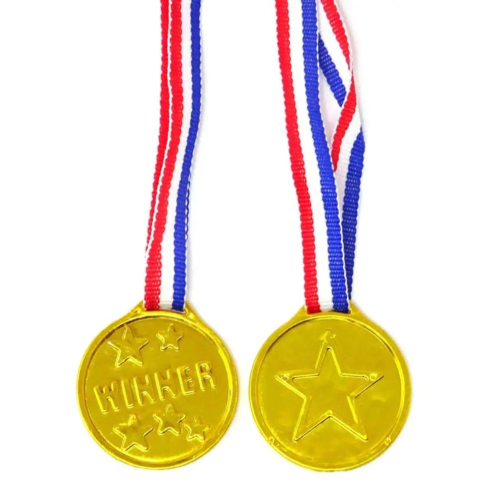 10Pcs Plastic Gold Winner Award Medals Kids Birthday Party Favors Sports Game Prize Toys Soccer Football Party Pinata Filler
