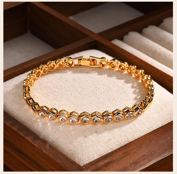 Cubic Zirconia Tennis Bracelet for Women, 18K Gold Plated Stainless Steel CZ Chain, Bridesmaid Jewelry Non Tarnish