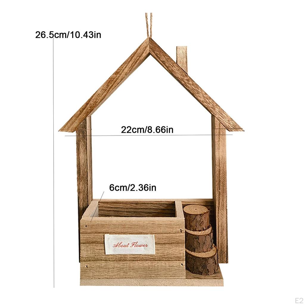 Wood Bird Feeder Birds Food Container Outside Weatherproof Window with Perch for Patio