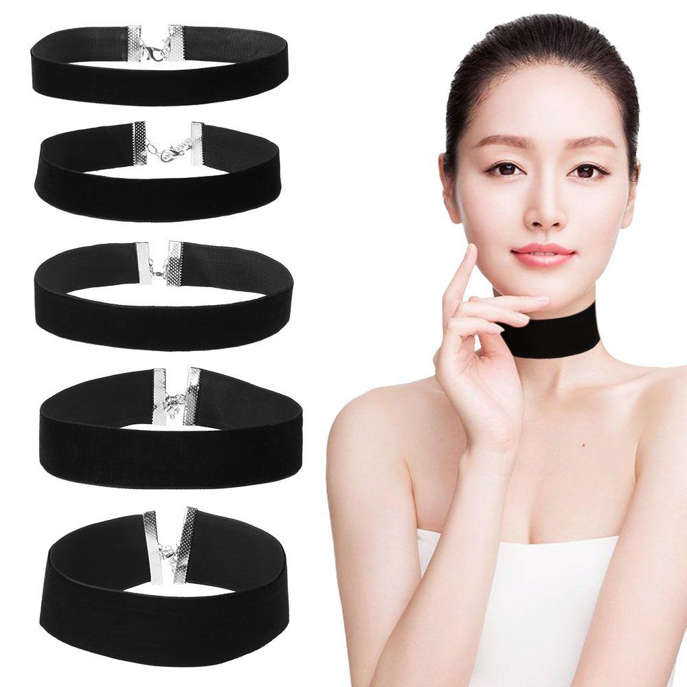 1PC New Fashion Adjustable Black Velvet Choker Wide Band Necklace Ribbon 90s Retro Vintage Gothic Goth Women Necklace