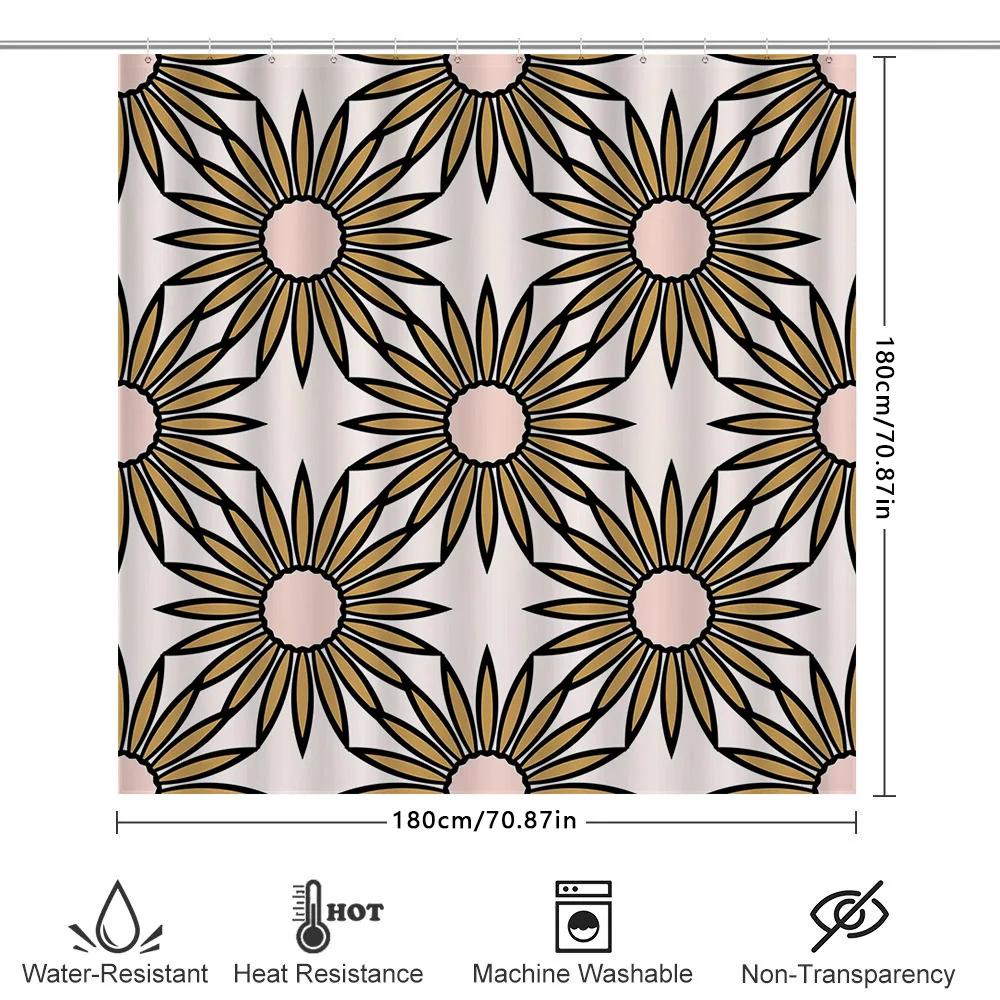 Chic Floral Shower Curtain With Black, White, Pink, And Gold Design Ideal For Bathroom Decor!