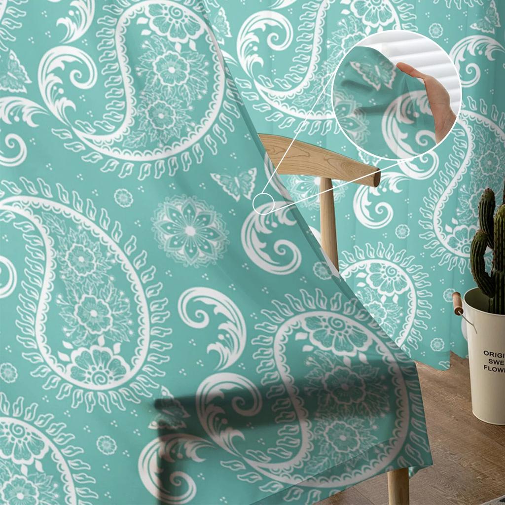Paisley mønster Chiffon Tyll Gardiner for Stue Kjøkken Soverom Ren Voile Garn Vindu Behandling