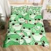 Kawaii Frog Dynetrekk King Queen Tegneserie Dyretema Sengesett Funny Wildlife Dynetrekk Barn Soverom Mykt Dynetrekk