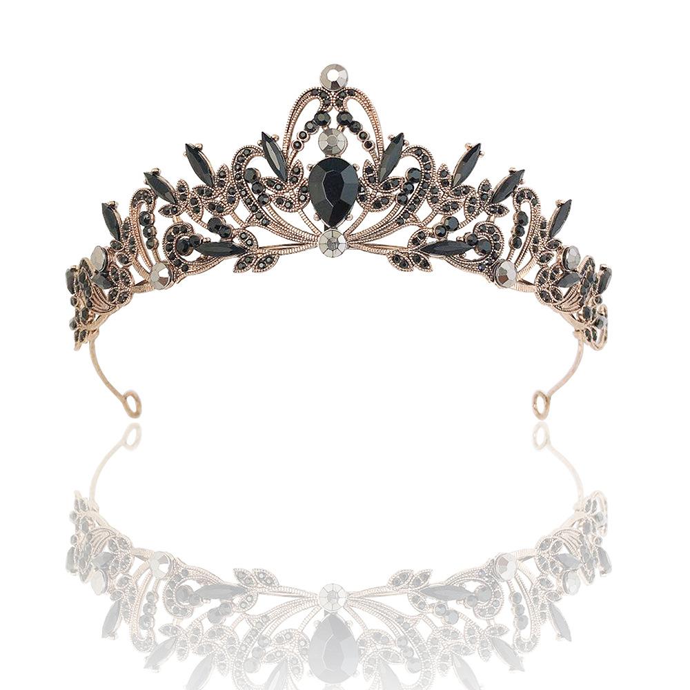 

Baroque Retro Black Luxury Crown Bridal Tiara Wedding Dress Birthday Crown