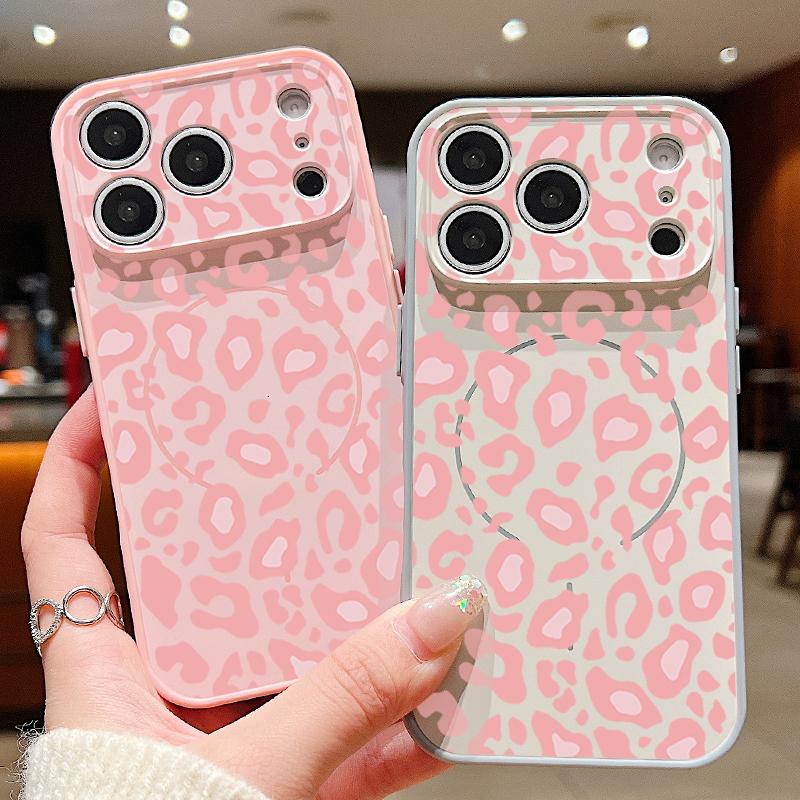 Case For iPhone 17 Pro Max Gray Leopard Print Magnetic For Magsafe Hybrid Slim Matte Cover For iPhone 16 15 14 13 Pro Max