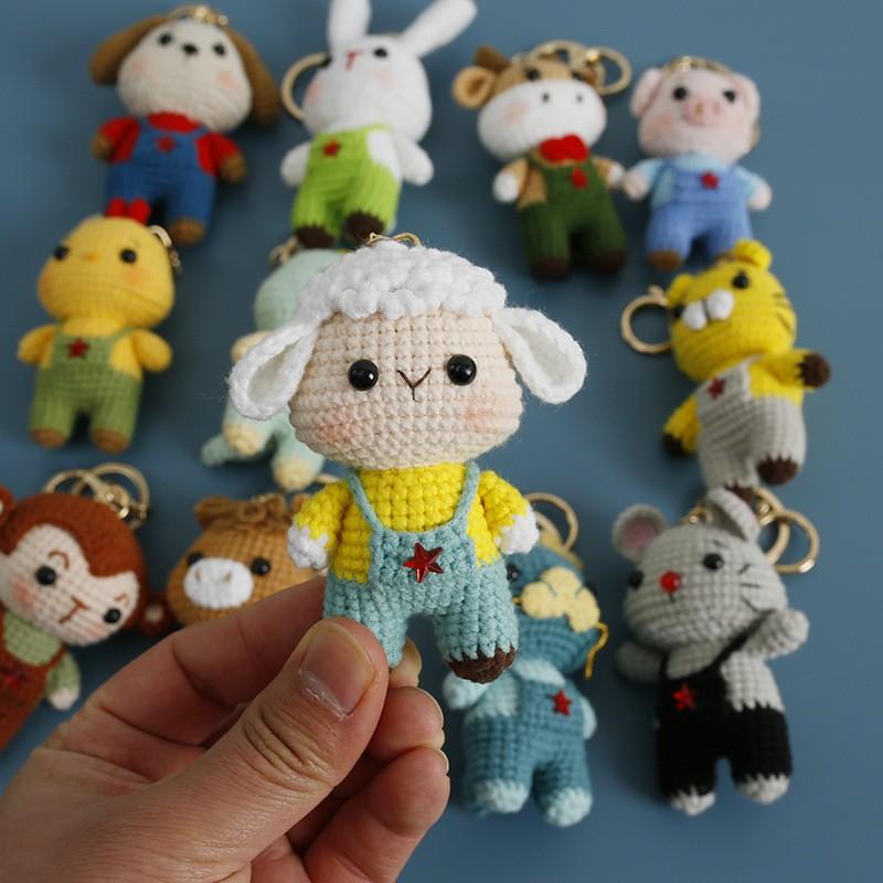 Pilot Design Cute Rabbit Crochet Keychain Handmake Crochet Animal Doll Keyrings For Bag Pendant Knitting Rabbit Keychain Custom