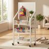 Space-Saving Rolling Cart with Hooks Freestanding Storage Sturdy