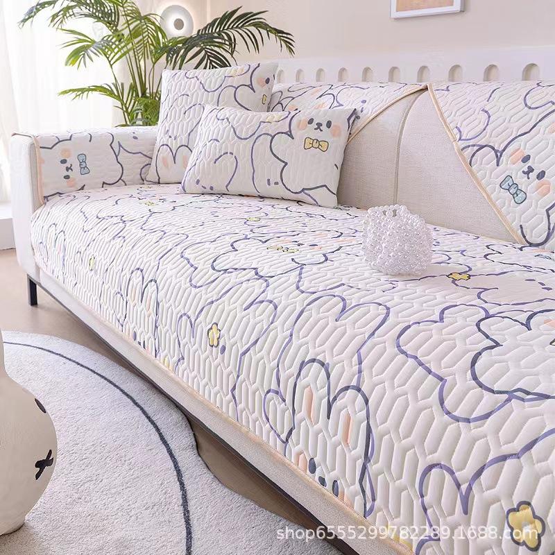 Private Custom Latex Sofa Cushion Summer Summer Nordic Simple Non-Slip Mat Cushion Full Cover Cloth Backrest Towel