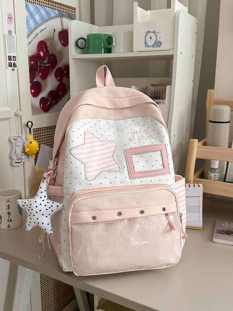 Schoolbag Sweet Wind Milk Blue Striped Stars Student Backpack Korean ins Vitality Age Reduction Travel Small Backpack