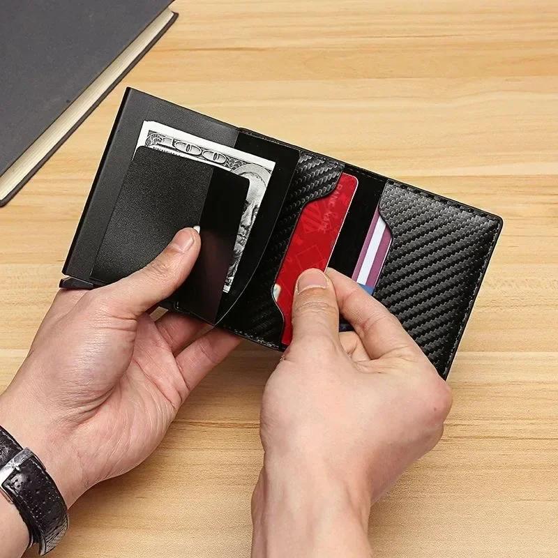 BAGC4 2026 Car Sticker Rfid Leather Carbon Fiber Credit Card Holder pu Wallets Men Black Magic Trifold for BMW M Logo X1 X2 X3 F10 F30