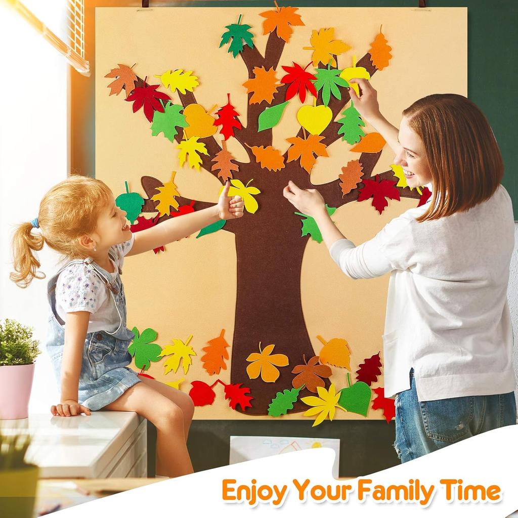 Thanksgiving Felt Tree Craft Kit Fall Tree Montessori Busy Board Family Decorations Activity Education Toy Wall Hanging Gifts