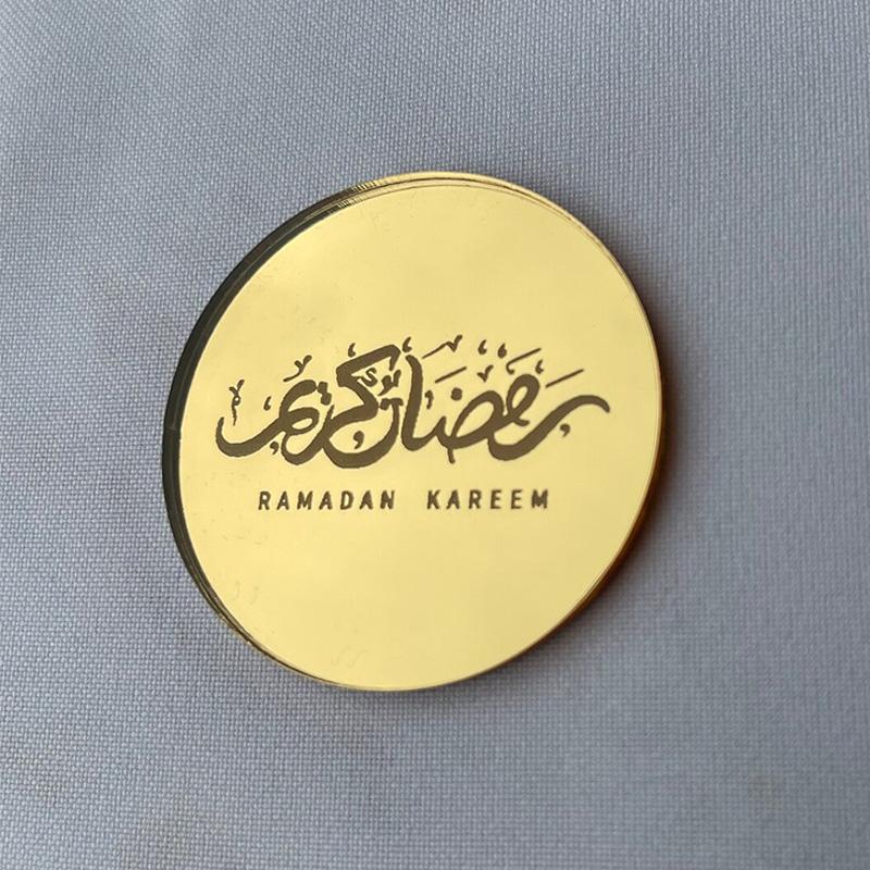 4pcs arabic Ramadan Mubarak Kareem cake Disc Cupcake Topper Eid Al-Fitr Muslim Islamic Iftar Suhoor Dessert Table Decoration